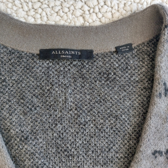 All Saints Wool Blend Mixed Media Texture Camo Cardi Women's Size S, oversized. - Picture 6 of 13